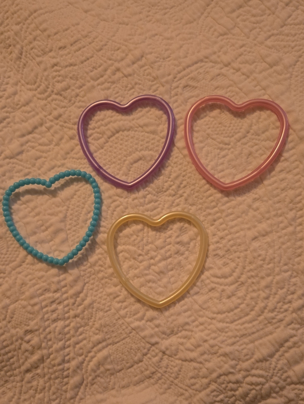 Pastel Heart Bangle Bracelet Set for Kids — Pink, Purple, Blue, Yellow